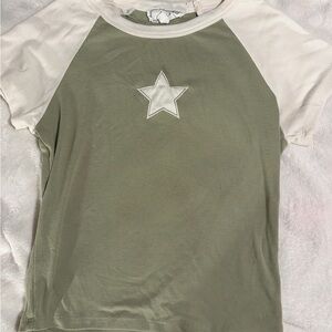 Hippie Rose Olive and Cream Star Tee